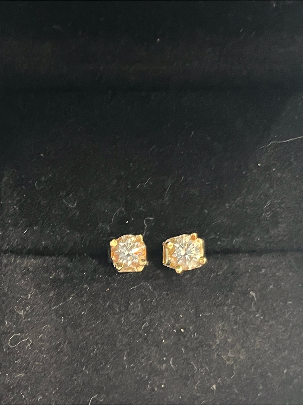 Diamond and Gold Stud Earrings - Sparkling Clear